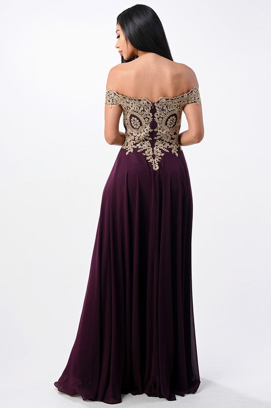 Plus Size Off Shoulder Evening Gown – Gold Lace Appliqué Chiffon Dress 13902171_45f5ac6d-fa16-4cbf-9e3d-8856b90aaa51