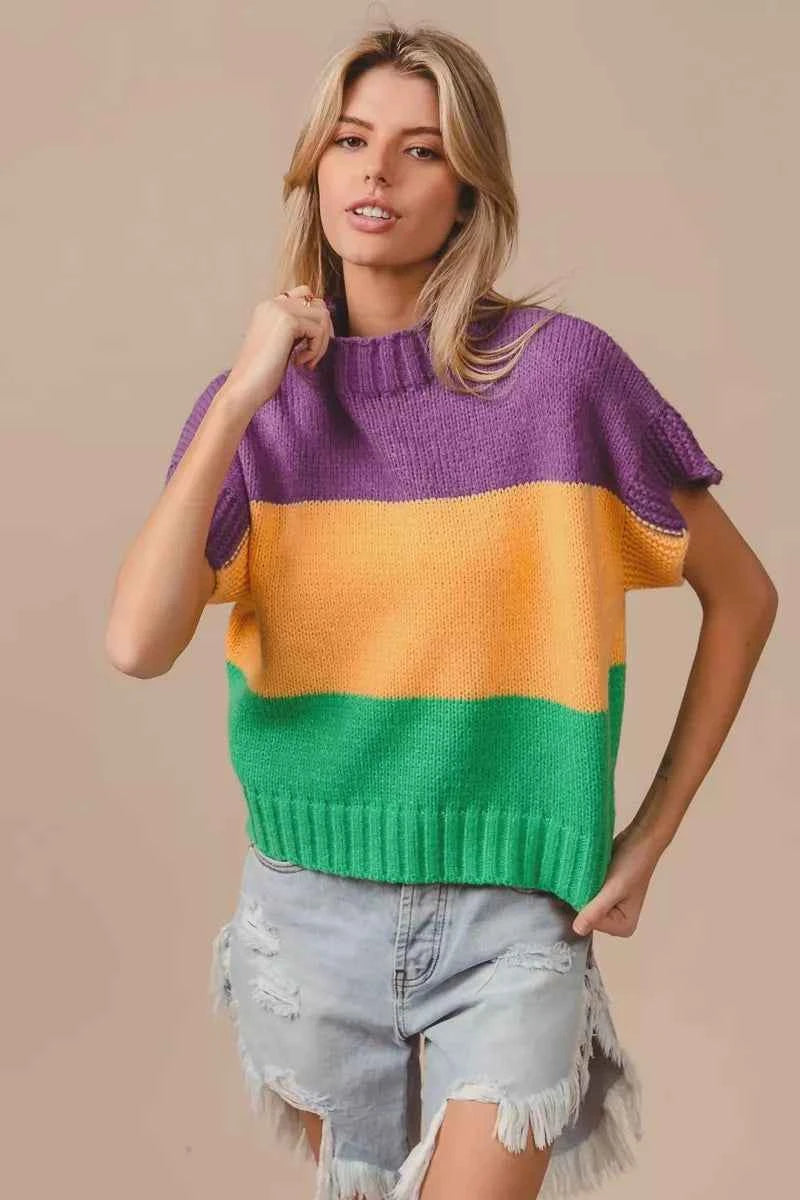 BiBi Mardi Gras Color Block Drop Shoulder Sweater Top MARDI GRAS 13a015a3bc0143e0be9cf5ac87a03361-Max-Origin