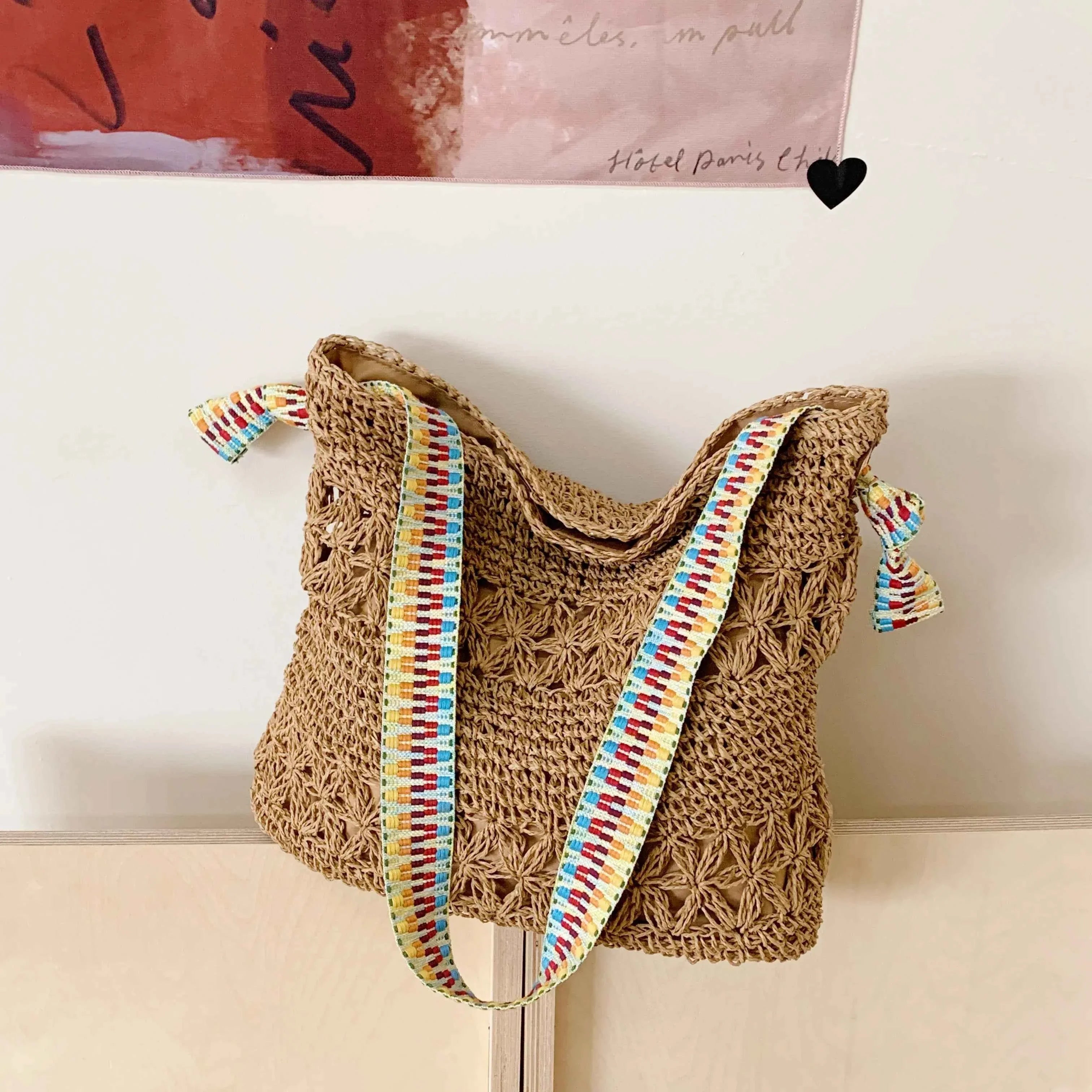Crochet Colorful Strap Shoulder Bag Khaki onesize 13ad09dc5be441379ce87cd1973c1d7c-Max-Origin