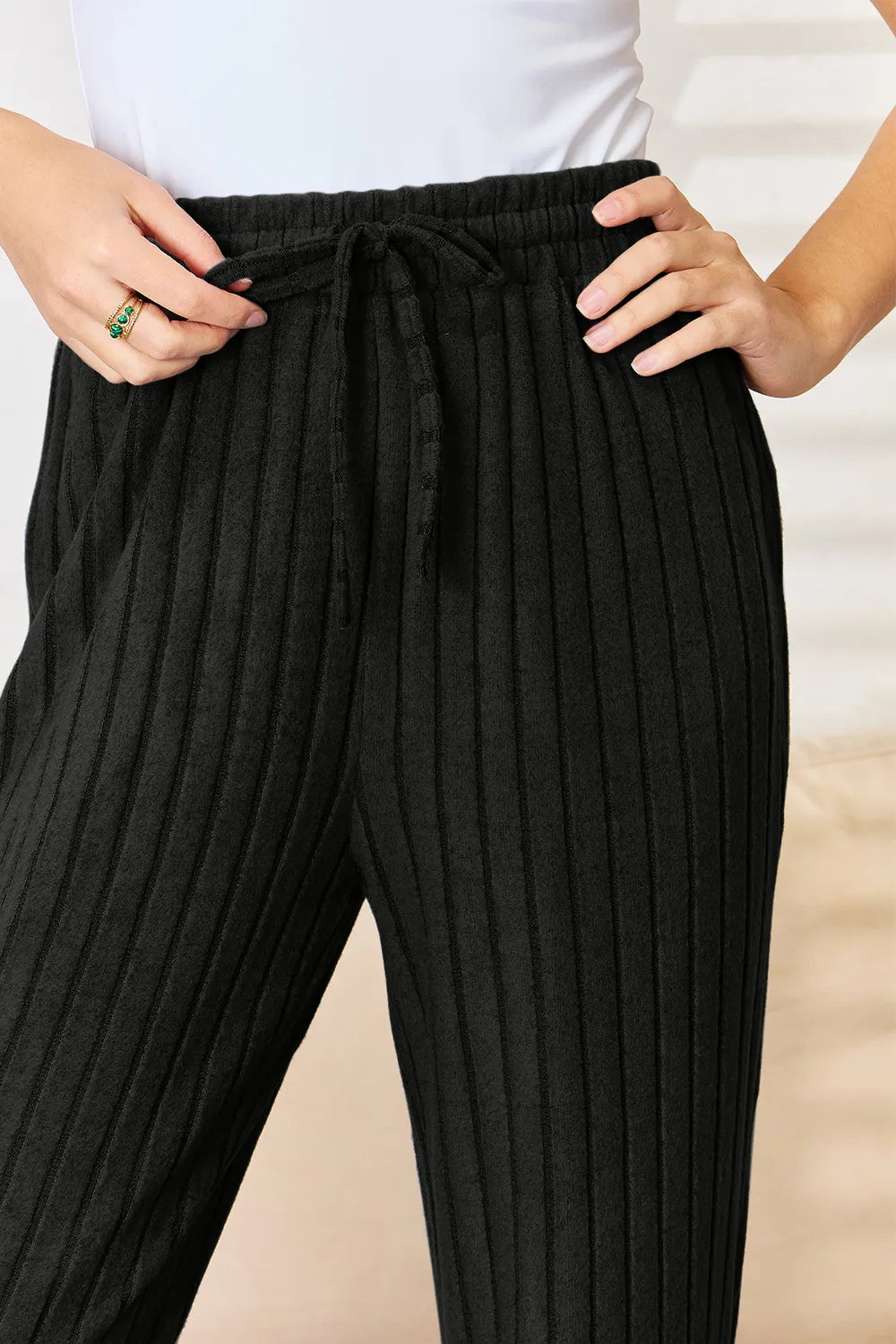 Basic Bae Full Size Ribbed Drawstring Hooded Top and Straight Pants Set 13b07097-e887-492a-9f2b-7e3e4b7d8b66-Max