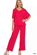 Zenana V-neck Oversized Top & Pants Set RUBY 13bee1d2ec7b46c2871787109a96eed8-Max-Origin