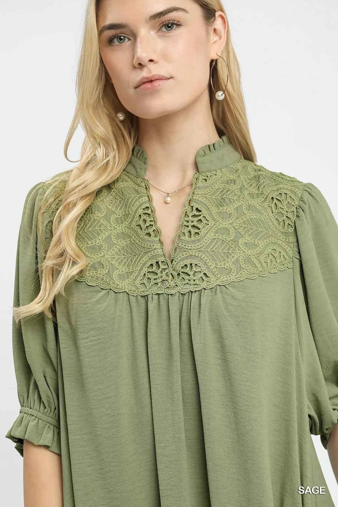 Umgee Lace Yoke Tiered Mini Dress 13c47a1d-d21f-4f0d-9a90-58d97527105c-Max-Origin
