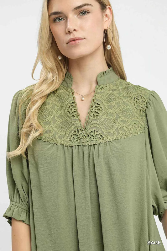 Lace Yoke Tiered Mini Dress 13c47a1d-d21f-4f0d-9a90-58d97527105c-Max-Origin