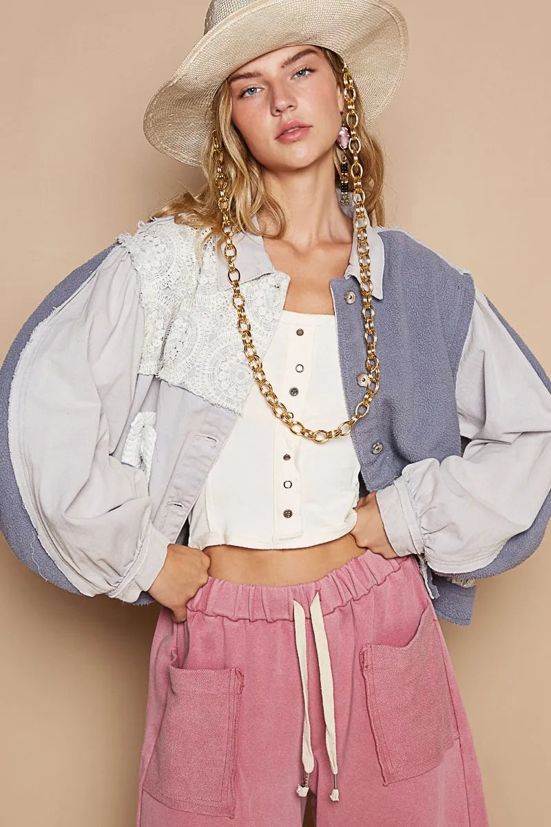 POL Crochet Patch Exposed Seam Button Up Jacket 13cb7df4-e649-4bca-84ad-a0d09e5c481d-Max