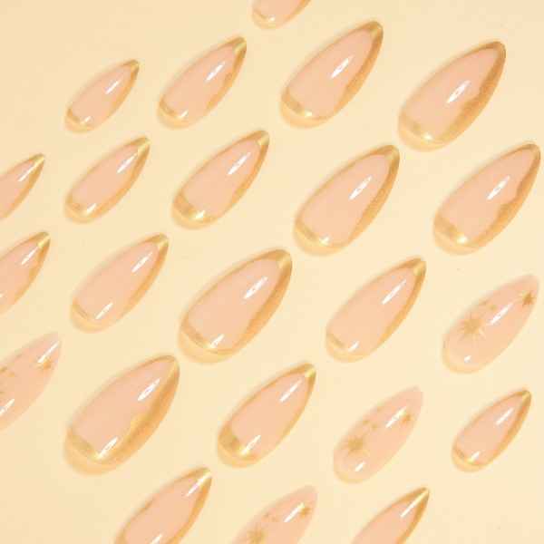 Press on Nails Almond - Gold Line Design 24 Pcs 13cf3343-b57c-429e-8879-f5cdefe6c3bf