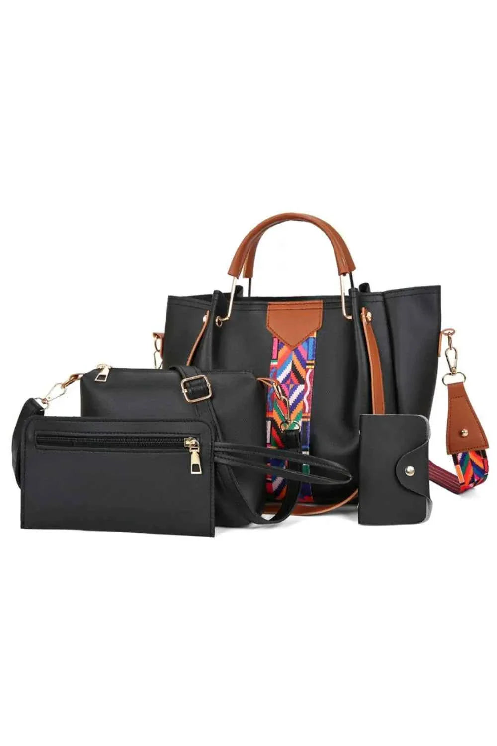 4-Piece Geometric Strap Bag Set Black onesize 13d164e6-7511-4a70-98ba-6c2fcf3008ba-Max-Origin