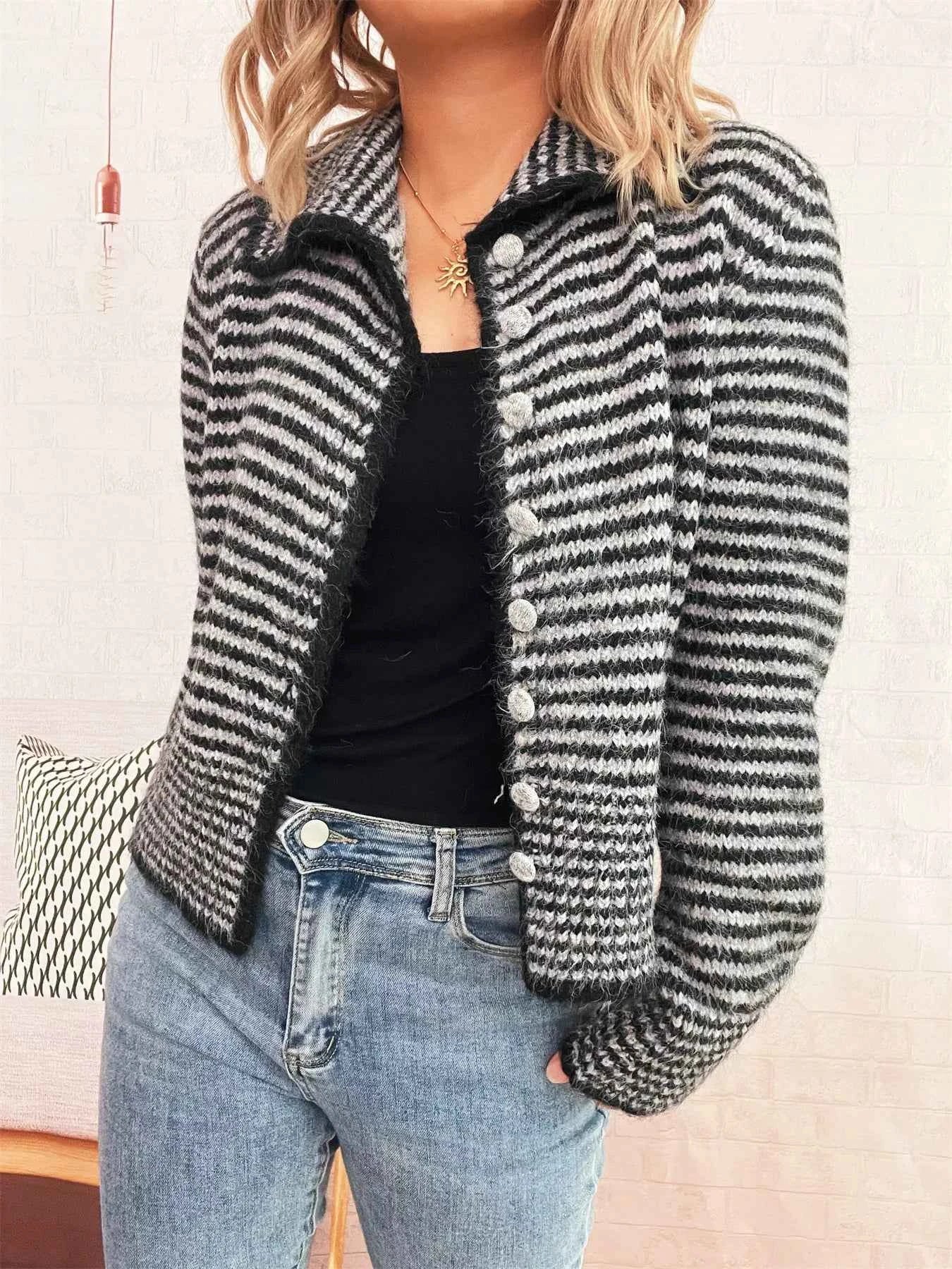 Striped Button-Up Long Sleeve Cardigan 13ddea094b884564b7ca564fbae48f9b-Max-Origin