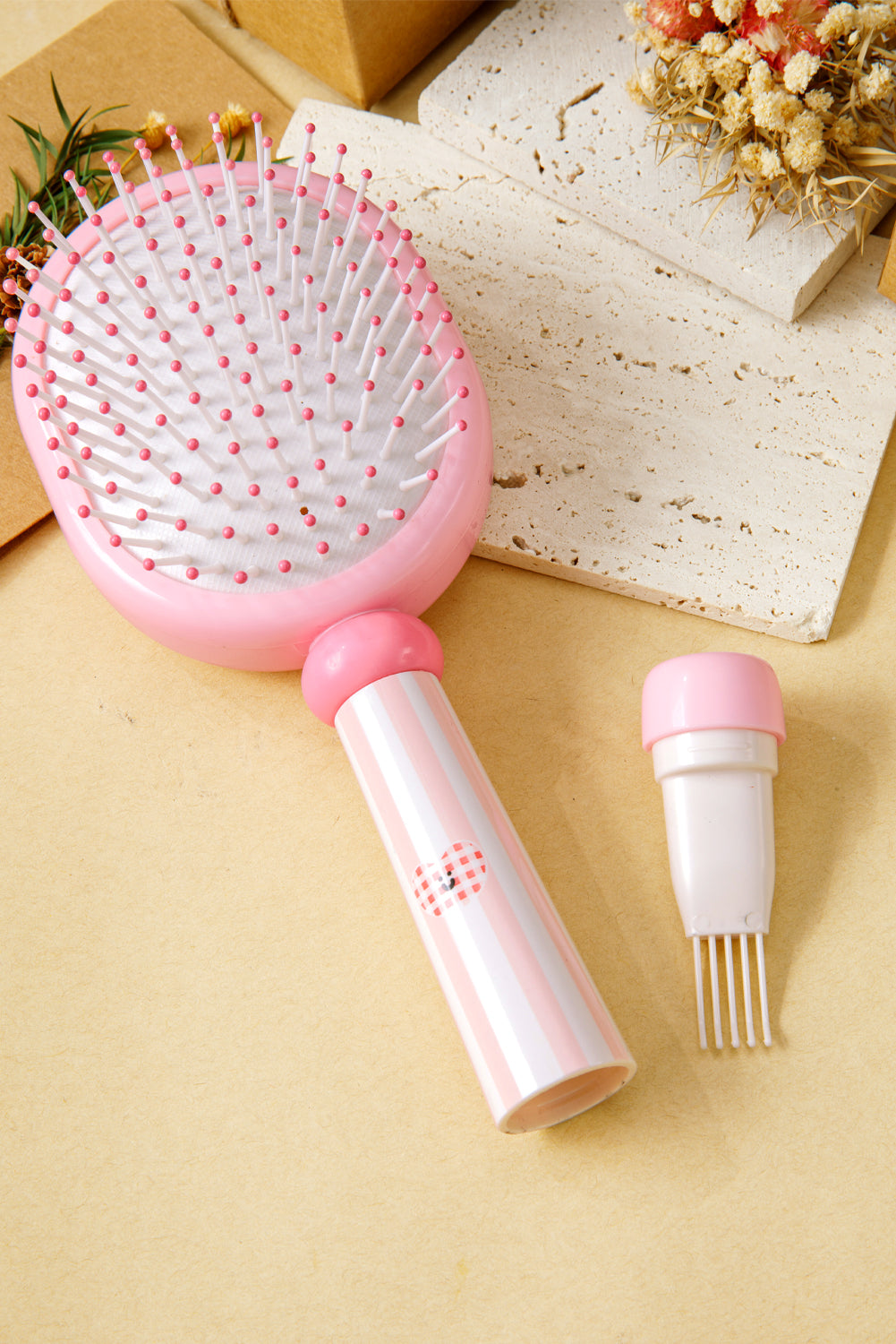 Pink 2 in 1 Round Spherical Air Cushion Detangle Comb 13e6f6fb539393d9
