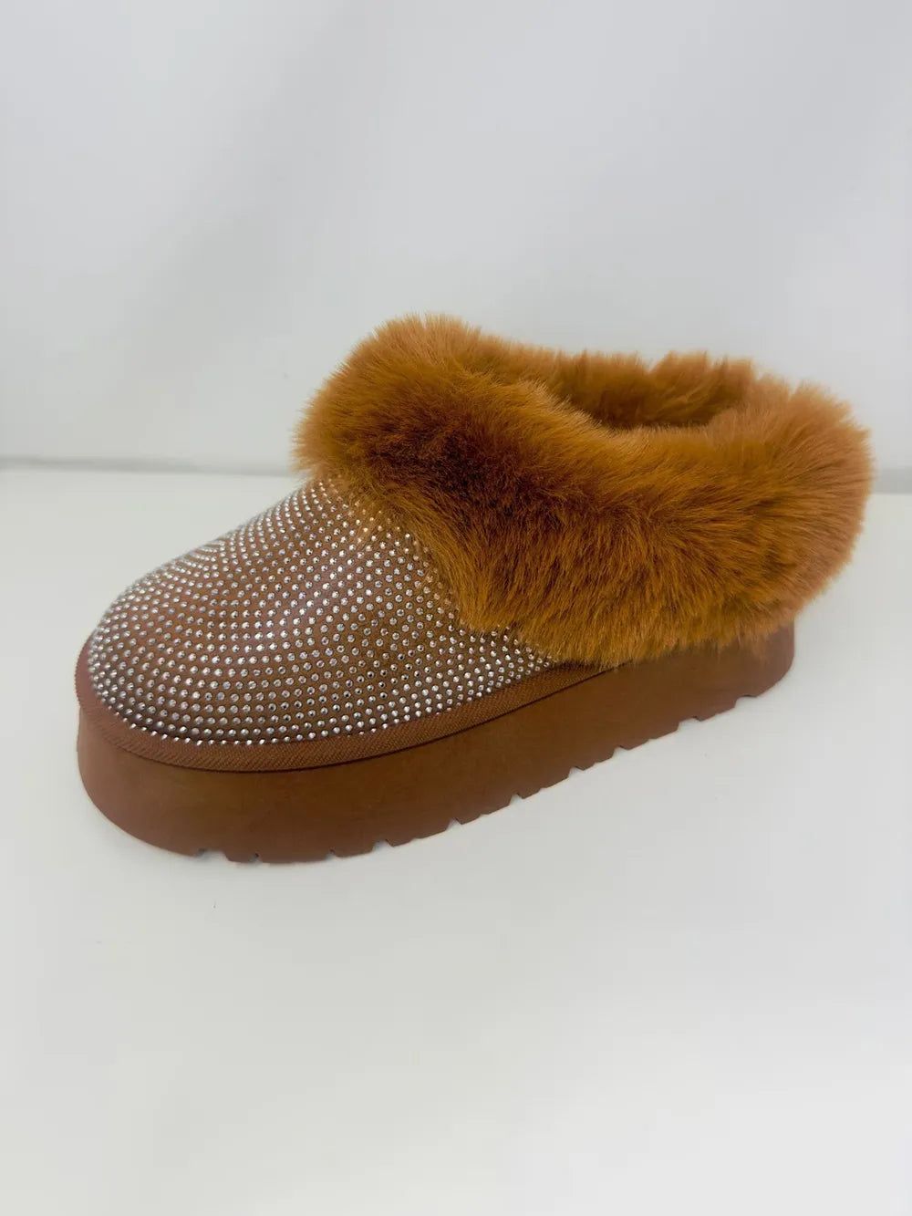 WILD DIVA Embellished Faux Fur Platform Booties 13ff071a-c87a-471e-970a-ccce8509b737-Max