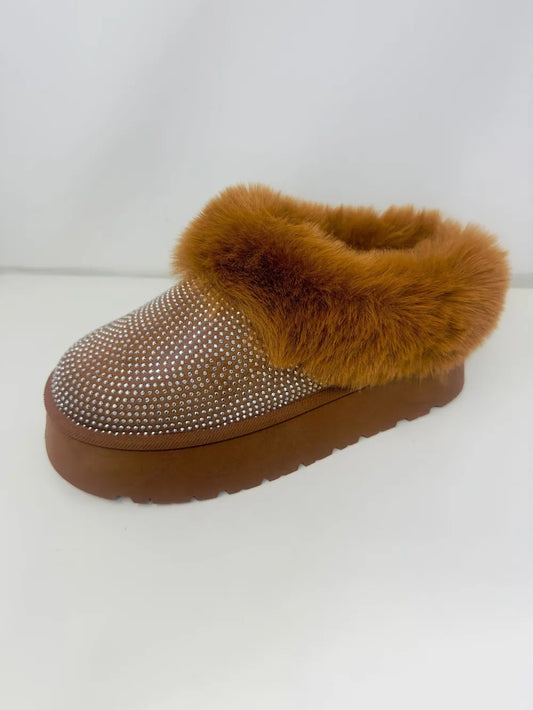 WILD DIVA Embellished Faux Fur Platform Booties 13ff071a-c87a-471e-970a-ccce8509b737-Max