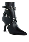 Jacinta Slim Flared Heel Strappy Boots Black 1404eaae-d048-4467-b479-dcb94d9230c5