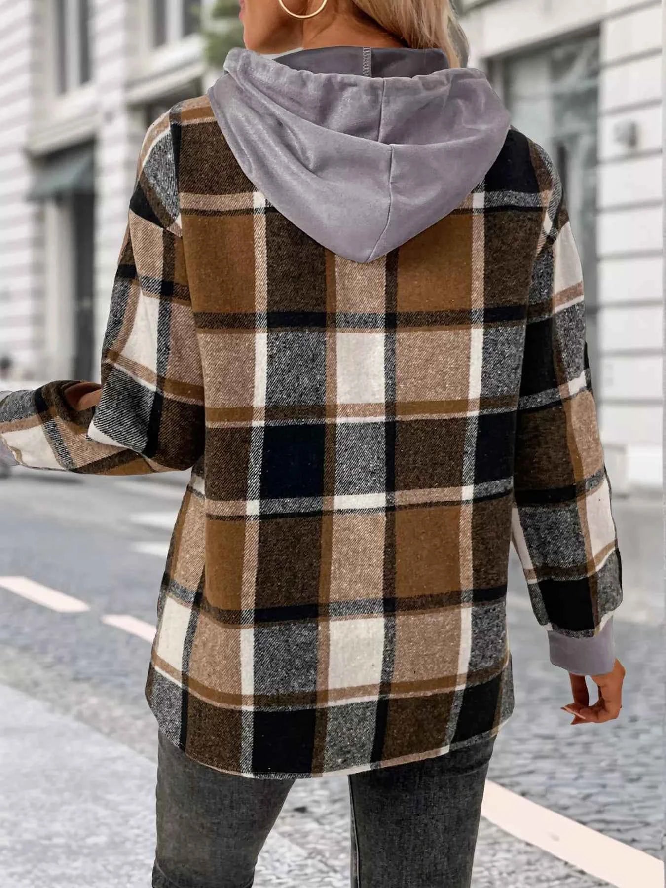 Plaid Drawstring Long Sleeve Hoodie 140a20f1-b2fd-4f12-9fd5-282c189c6137-Max-Origin
