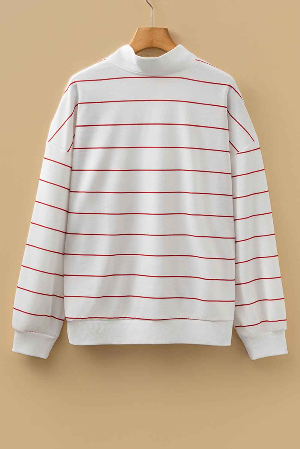 Fiery Red Striped Zipper V-Neck Drop Sleeve Top 140ac325a5fdf487