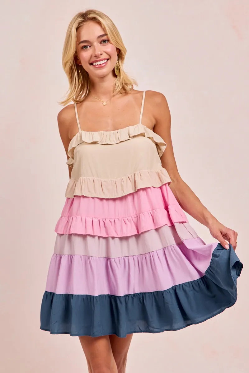 BiBi Color Blocked Tiered Dress 141484b710bc4676aa4cc23e6b4168c7-Max-Origin
