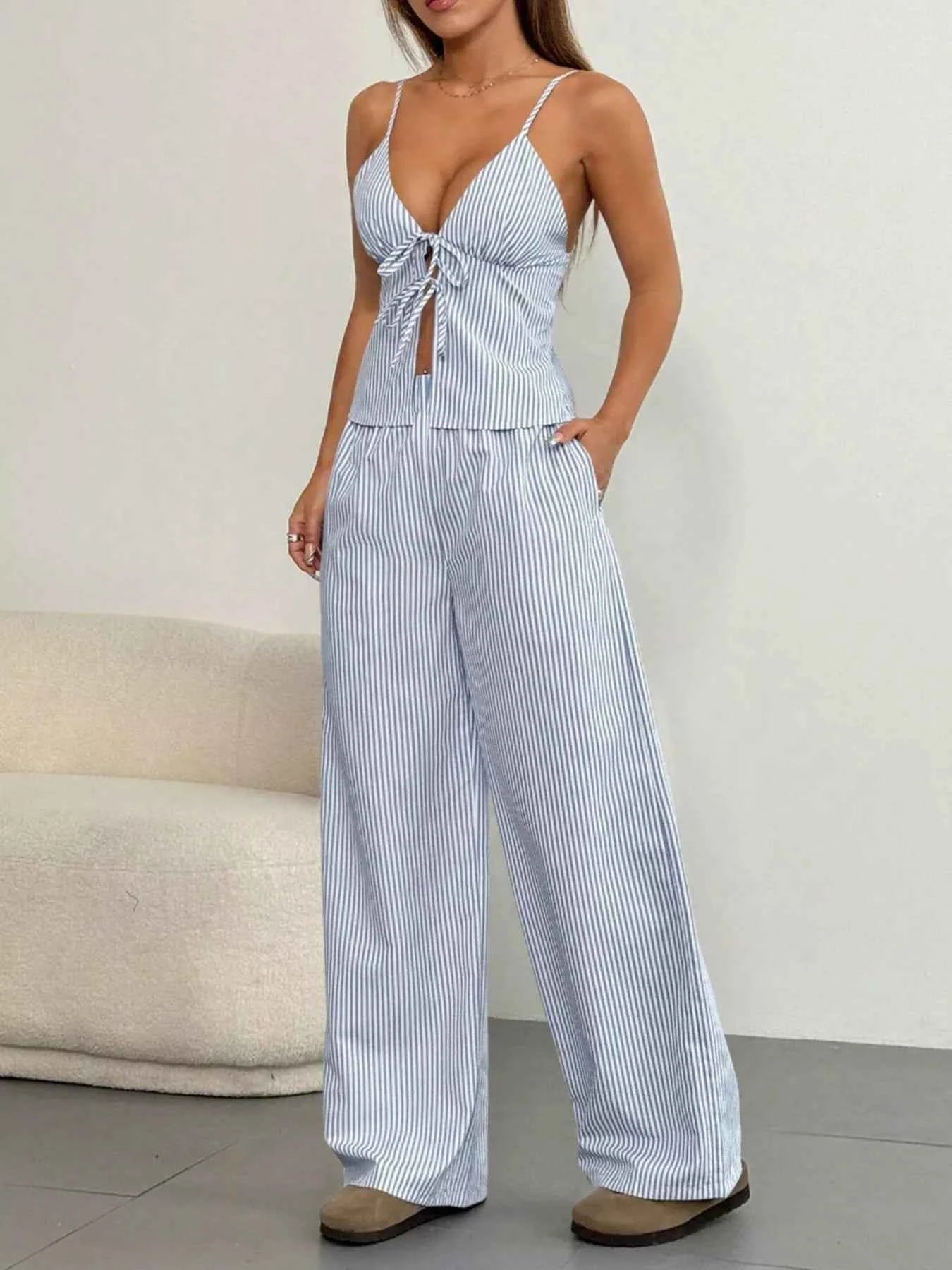 Striped Tie Front Cami and Pants Set 141dcbe941f545f481380af5aa12aa6b-Max-Origin