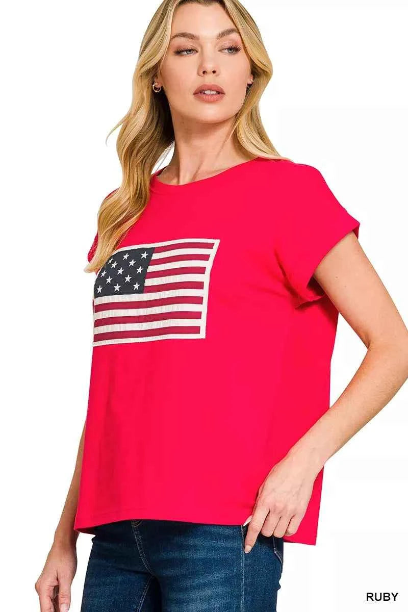 Zenana Full Size US Flag Round Neck Short Sleeve T-Shirt Plus Size 14250b686be847e785ae58f700e1ae28-Max-Origin