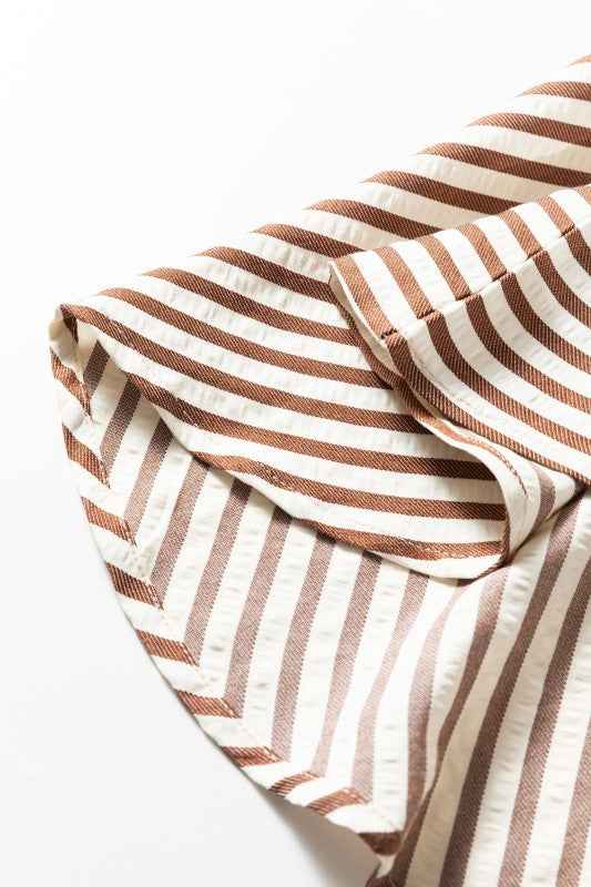 Stripe Embroidered Trim Ruffle Hem Collared Dress 1425860a-c599-4dc7-8e24-f3422dab92b0