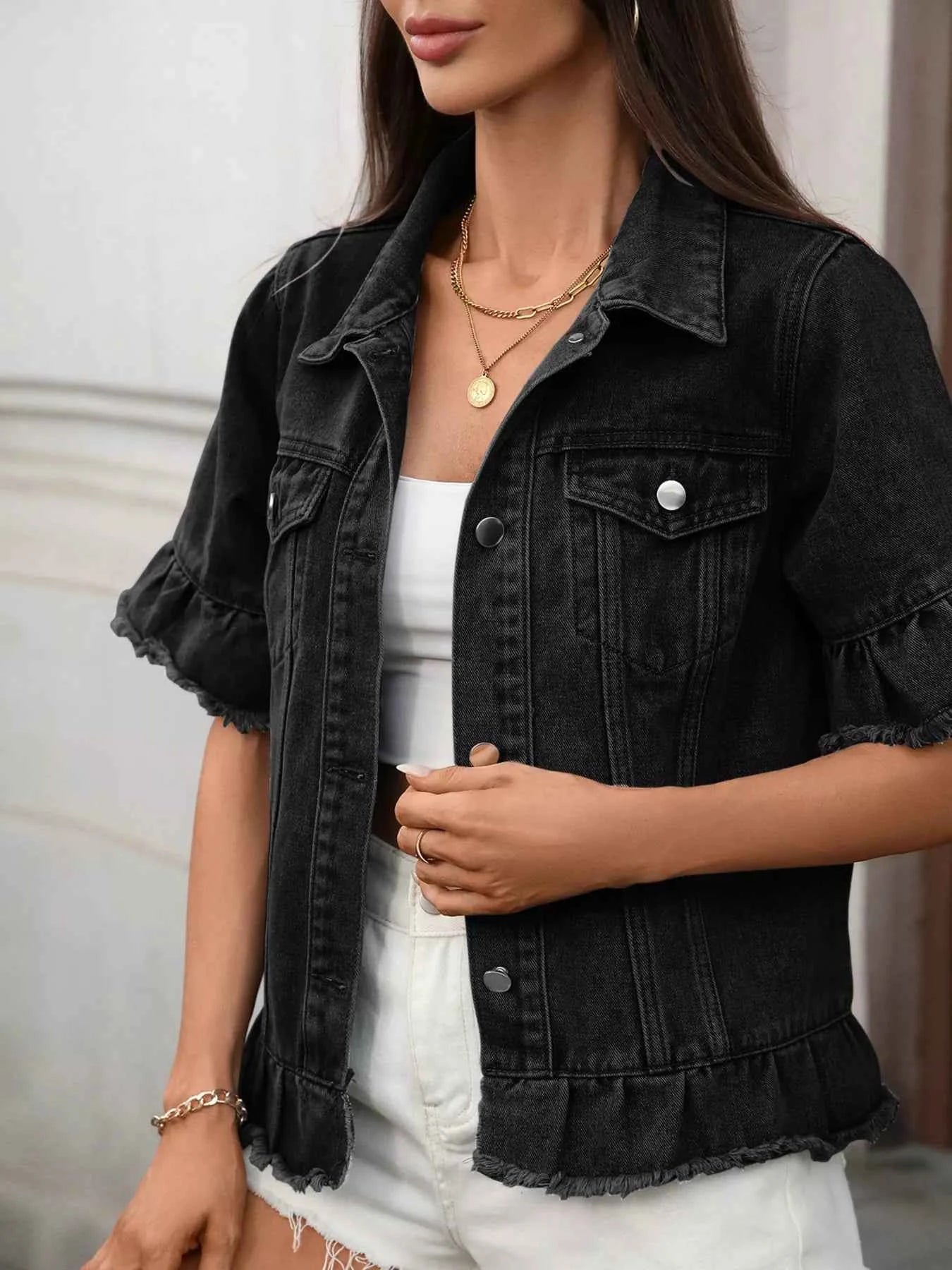 Raw Hem Button Up Denim Jacket 1426c97f84b94cf3bfd08888ab0ab88f-Max-Origin