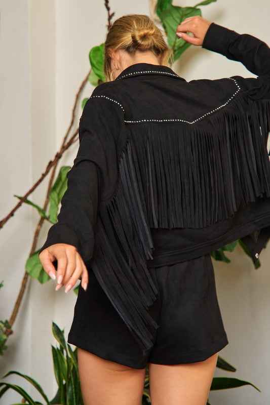 Suede studded fringe jacket JJO5009 142e78b0-041a-41ec-8e29-f96bc0af5d48
