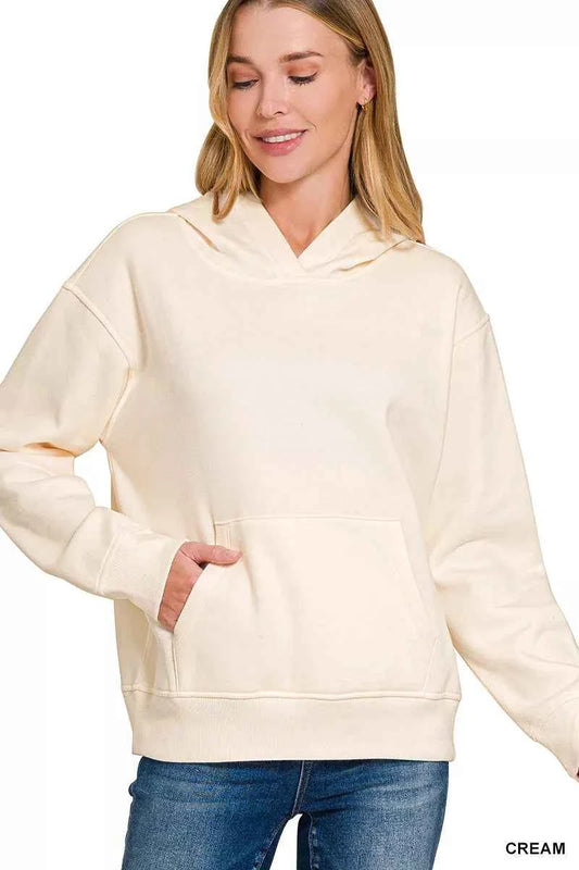 Zenana Fleece Kangaroo Pocket Hoodie CREAM 1437a522-57f4-4811-94ee-76cc64788e5f-Max-Origin