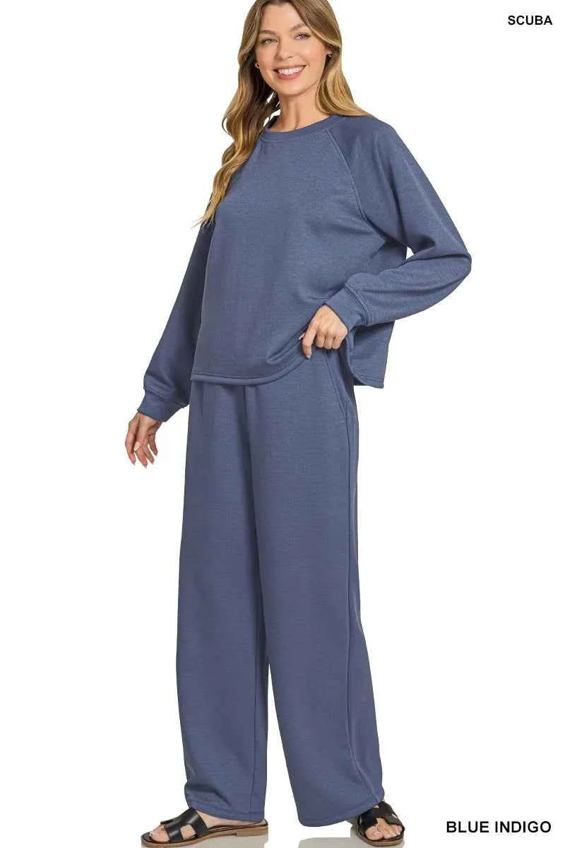 Zenana Scuba Crewneck Sweatshirt and Pants Set 143982410b994fc99c9c7dd25b6b41b3-Max-Origin