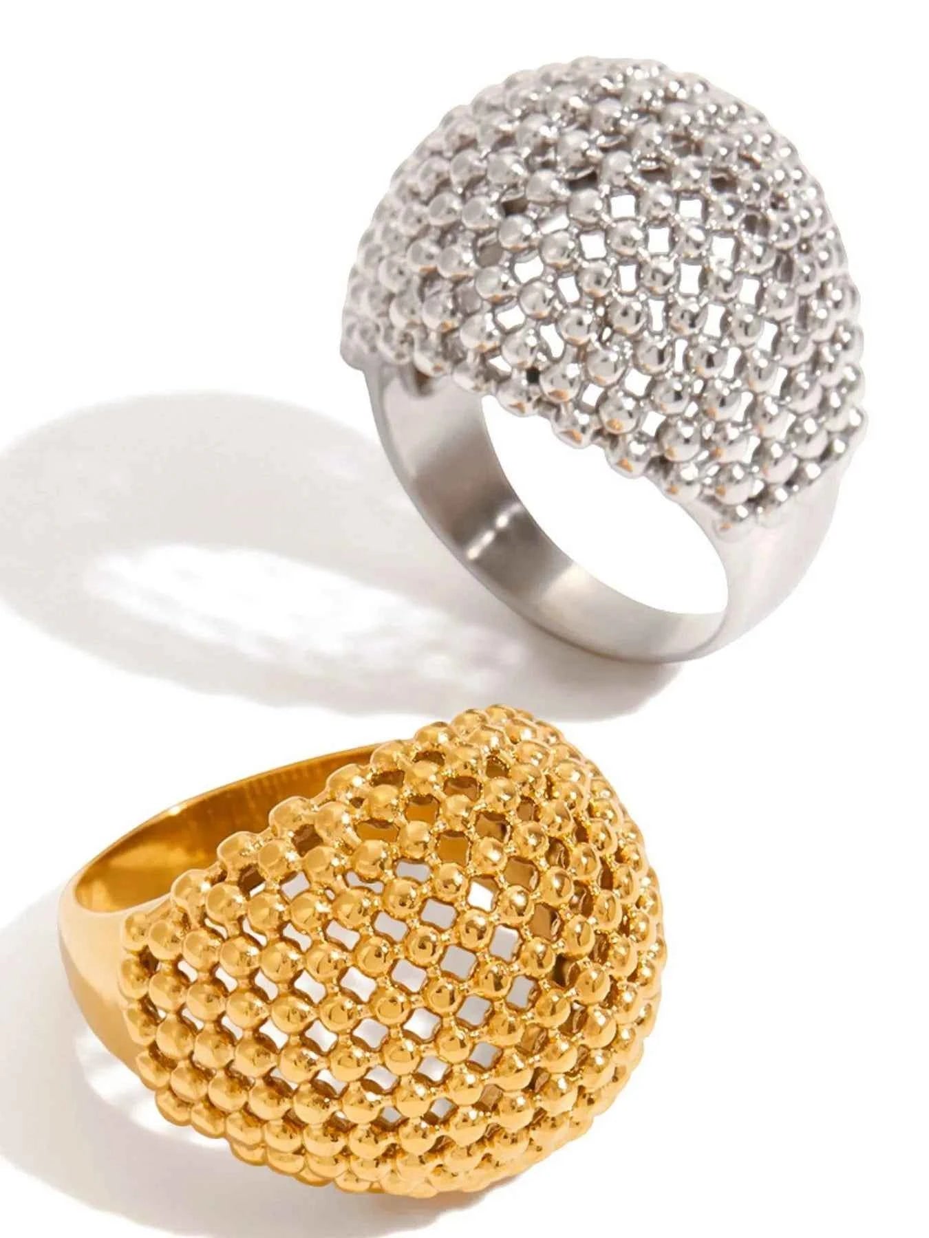 Stainless Steel Textured Dome Ring 14414846-0907-489f-8ea2-942e5a78f859-Max-Origin