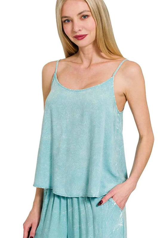 Zenana Woven Acid Crinkle Washed Cami & Pants 2 Piece Set 14433045-2ad0-41f0-b853-e90546e6eb34-Max-Origin