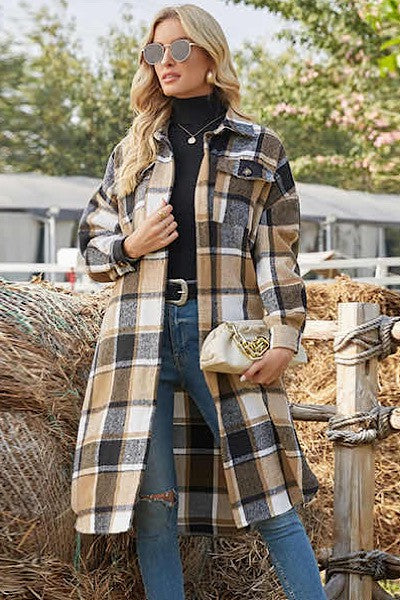 Long Plaid Jacket Brown Xs 14496431_43bb9c85-e7e1-4346-ac41-a868470df6a5