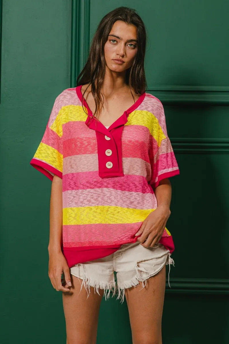 BiBi Multi Color Stripe Hacci Button Detail Ringer Top 14498748d2bb4ec89d263d6e30e708d9-Max-Origin