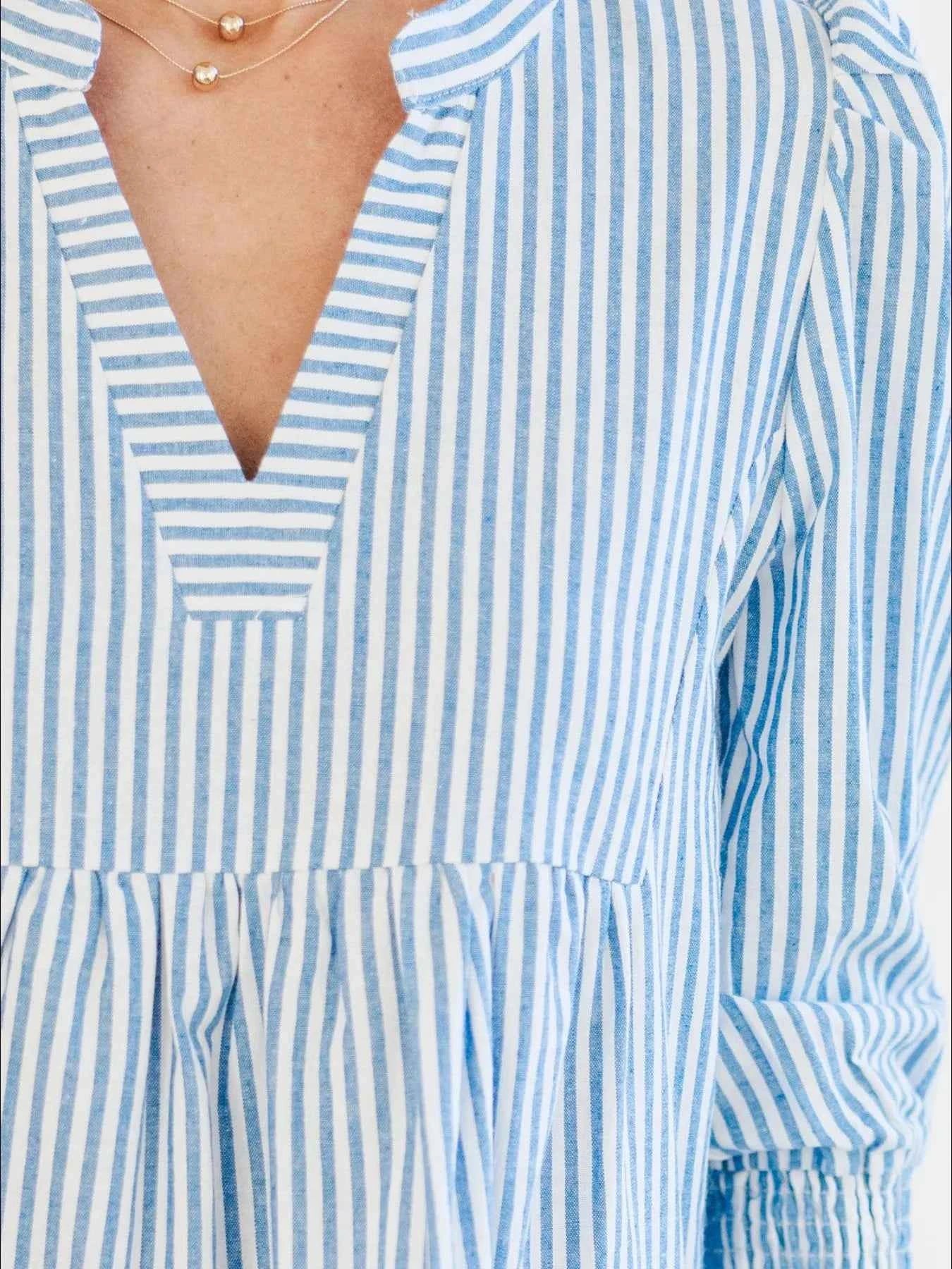 Striped Tiered Flounce Sleeve Shirt Dress 144c0bfe-168f-4fb8-9d0d-11be59b3036a-Max-Origin
