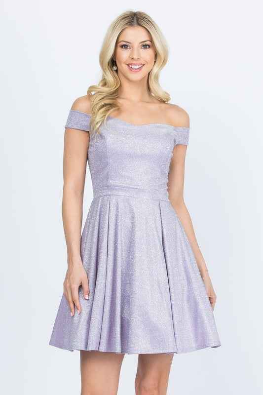 Off the shoulder skater dress jaquard Lilac L 14596620_3c7fc0dd-55e1-4e5d-b189-3ae8aa3b205a