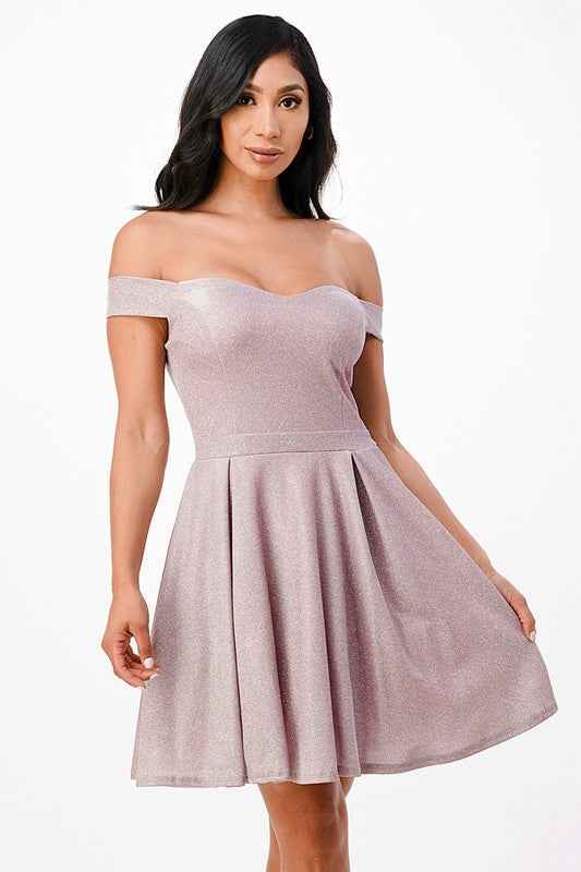 Off the shoulder skater dress jaquard Pink XL 14596620_64767018-0bdc-4b86-9e54-28563a8687d7