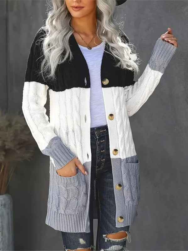 Cable knit button cardigan with pocket multi 145ced12-e61a-4e4a-9046-2e9d763f6398