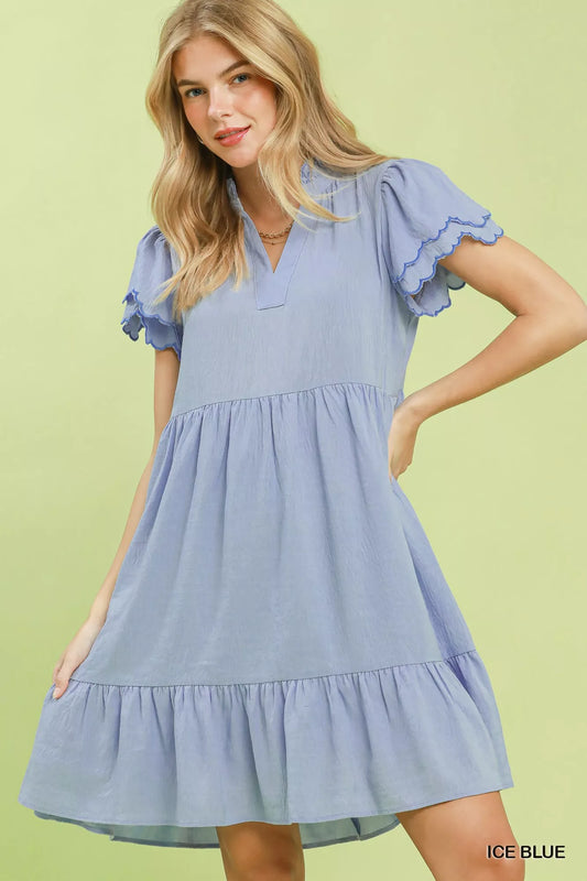 Scallop Flutter Sleeve Tiered Mini Dress ICE BLUE 14651dcc-4122-4dd4-9a62-9a63c74c7651-Max-Origin