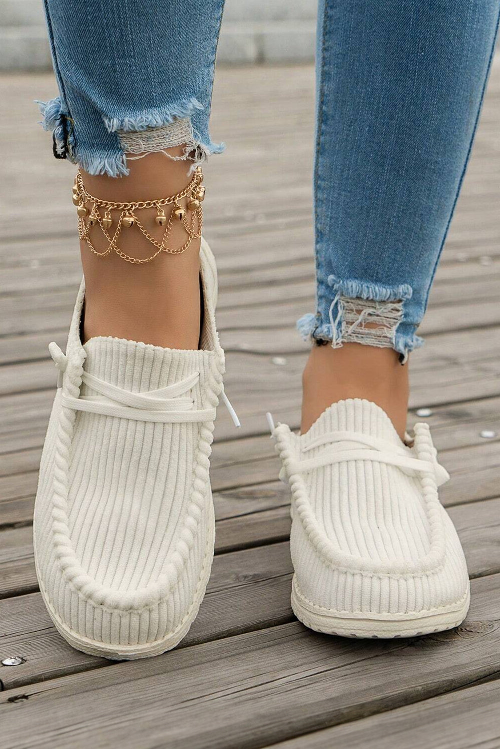 White Solid Ribbed Criss Cross Casual Shoes 146dd8d65928e001