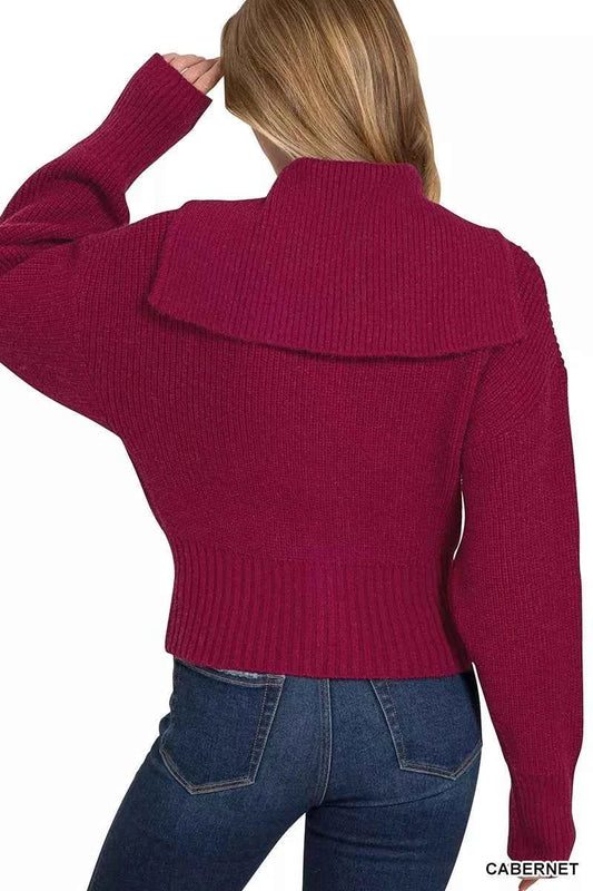 Ribbed Collared Zip Up Sweater Cardigan 146f8a2ce37b4cf6a06755cddf7e148b-Max-Origin