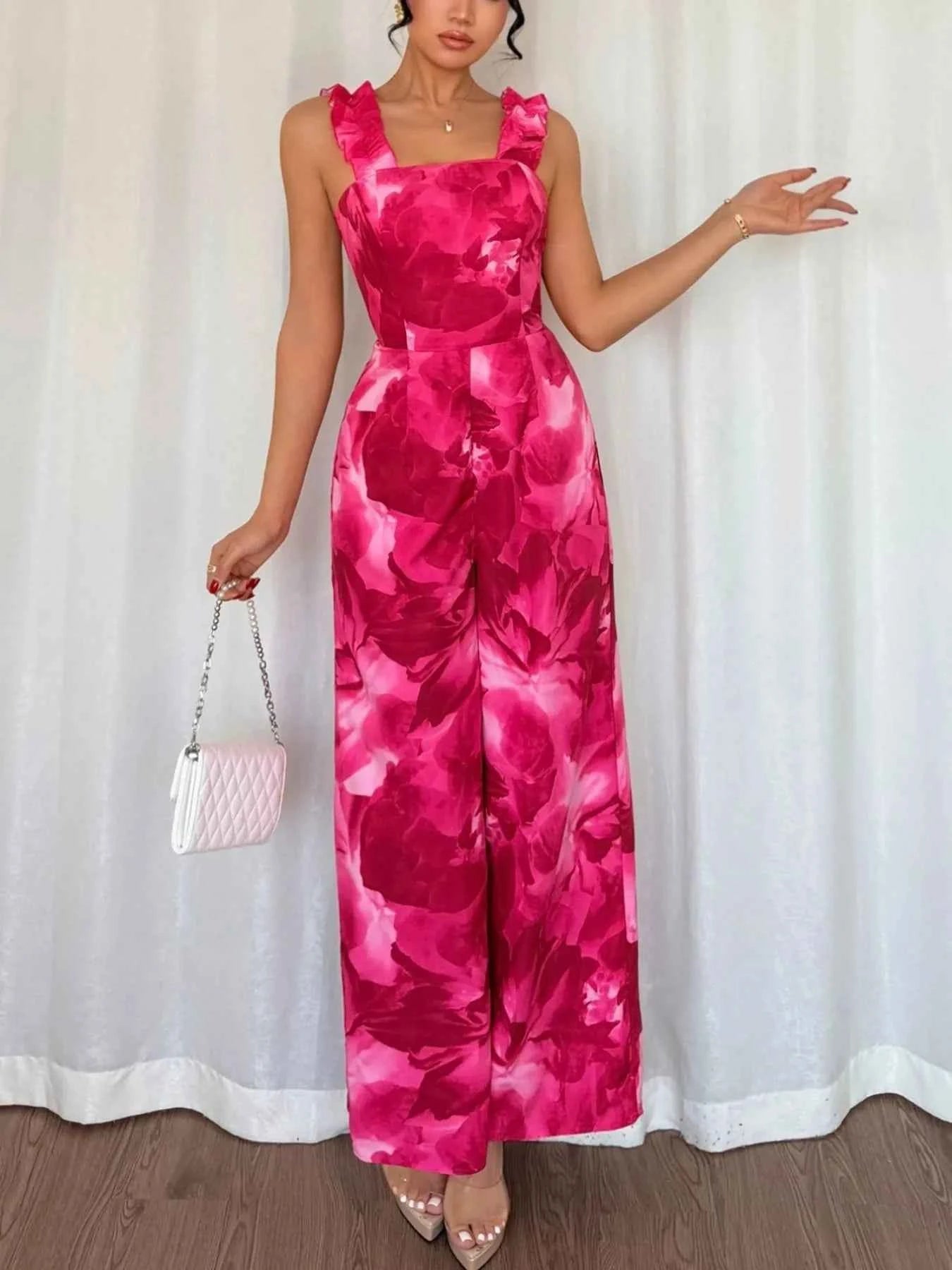 Floral Print Square Neck Wide Leg Jumpsuit 147674e9-8ff8-4842-bdf3-355a3c6ca7fd-Max-Origin