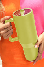 Pear Green Frosted Stainless Handle Large Vacuum Cup with Straw 1200ml 1493d447c3a24c2a