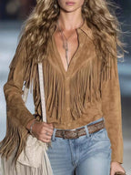 Western Style Fringe Jacket Khaki 14a8382dbaf142d1af3c13de6470221a-Max-Origin