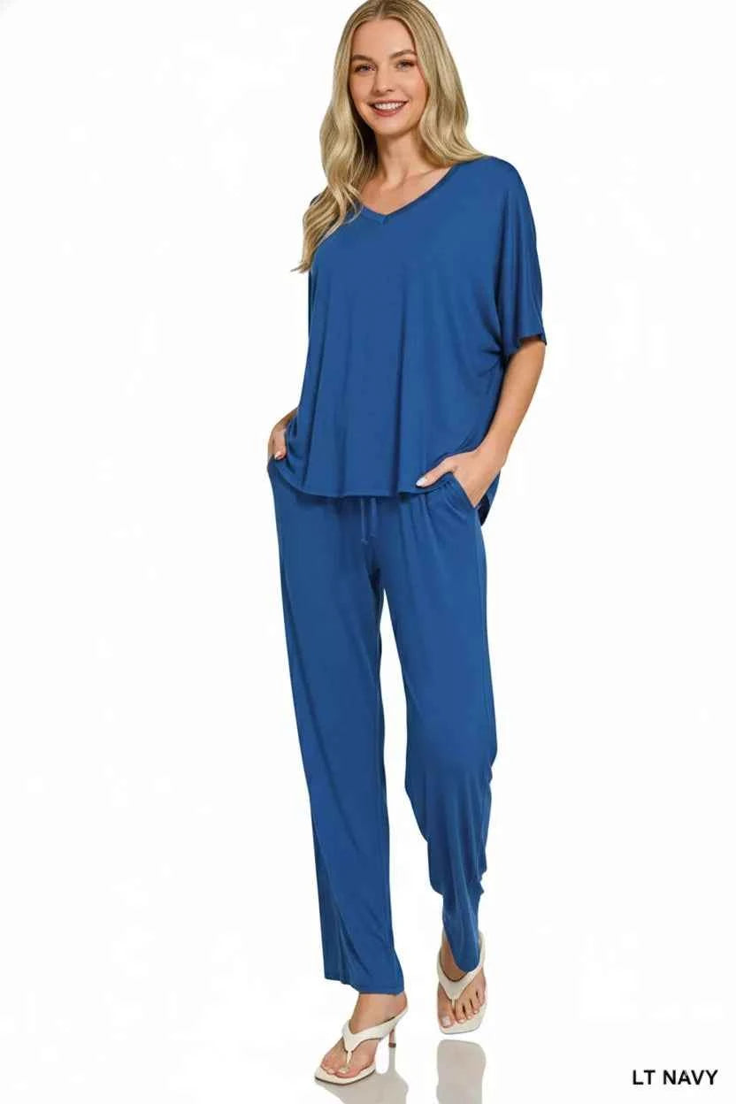 Zenana V-neck Oversized Top & Pants Set 14ad7a08-15ea-41d3-92b7-484e50b1fa2b-Max-Origin