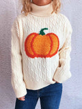 Pumpkin Turtleneck Long Sleeve Sweater White One Size 14ae15e133c14330acd33ed05b50a92f-Max-Origin