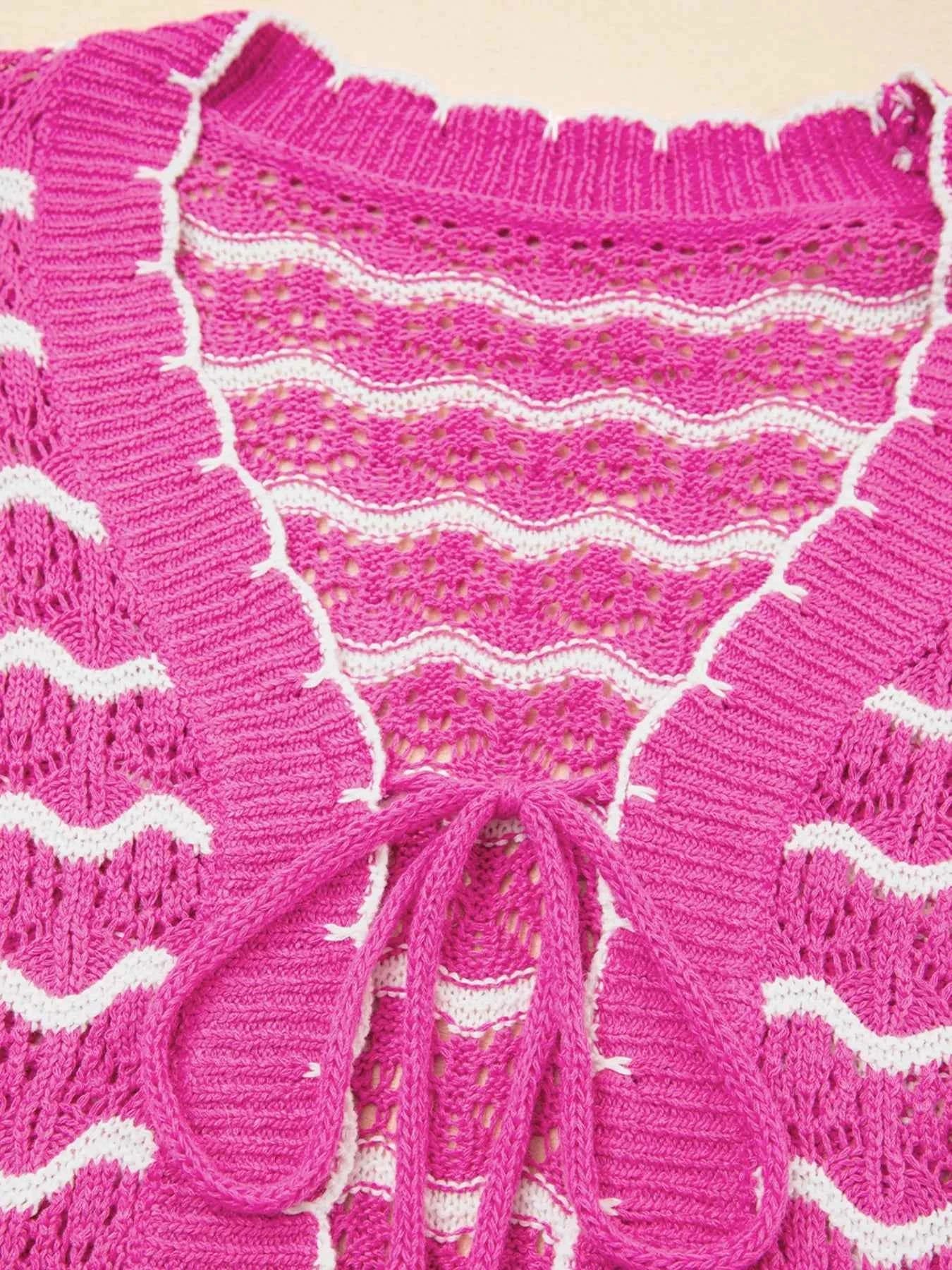 Striped Crochet Tie-Front Cardigan 14b51740-4343-4d5e-b623-13adf340b0d4-Max-Origin