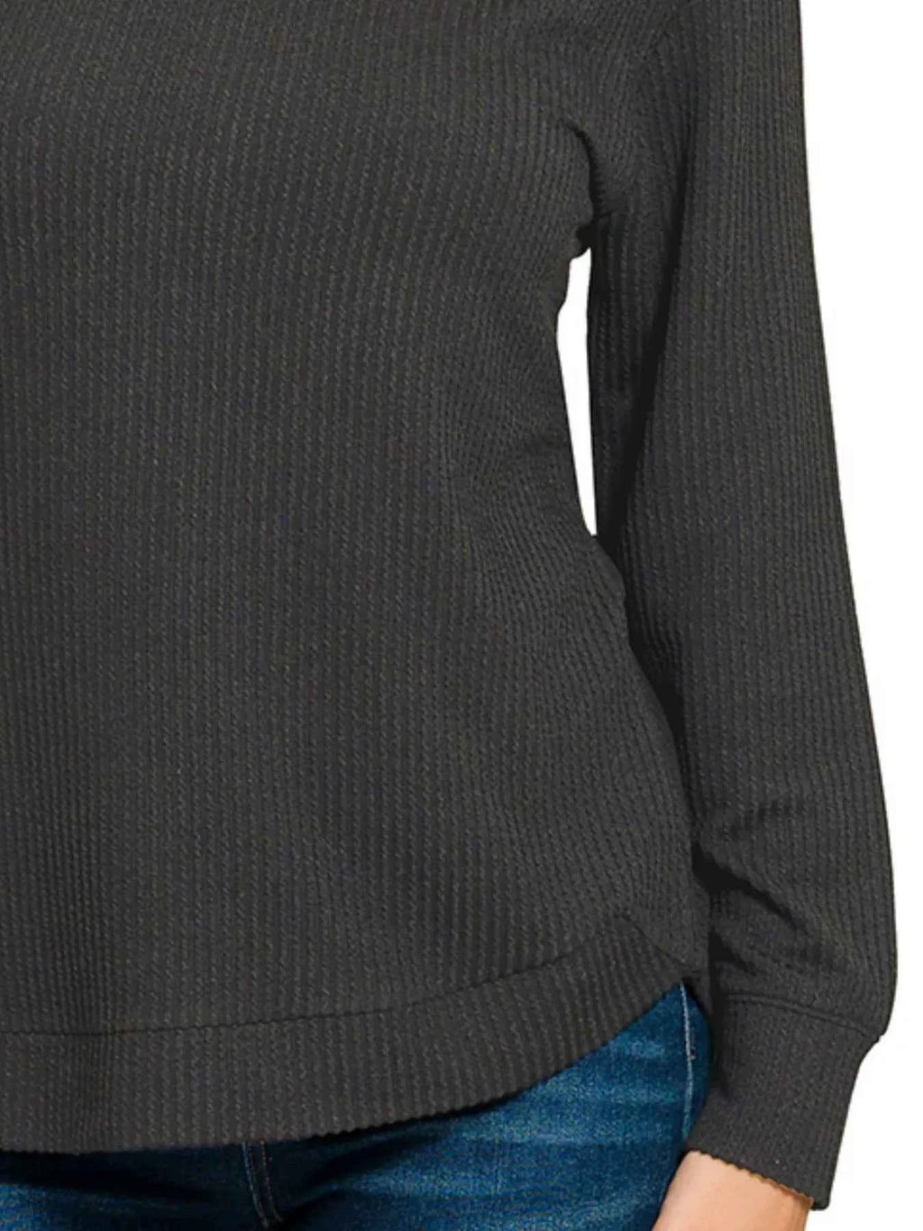 Zenana Full Size Raised Rib Round Neck Long Sleeve Top Plus Size 14b9d435-62d3-4a24-bd2a-bbd57e5b2b72-Max-Origin