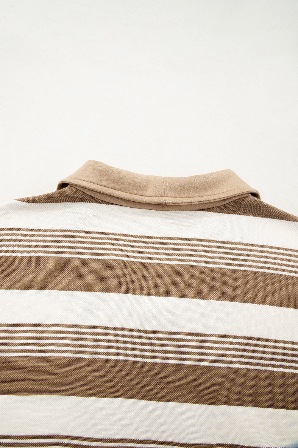 Khaki Striped Zipper Collar Pullover Sweatshirt 14c6f68644b4fdc2
