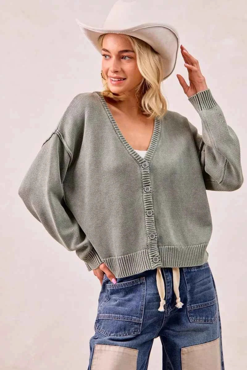 BiBi Washed Sweater V Neck Cardigan 14c8b6b2e13245fa948f8eeccfc26d83-Max-Origin