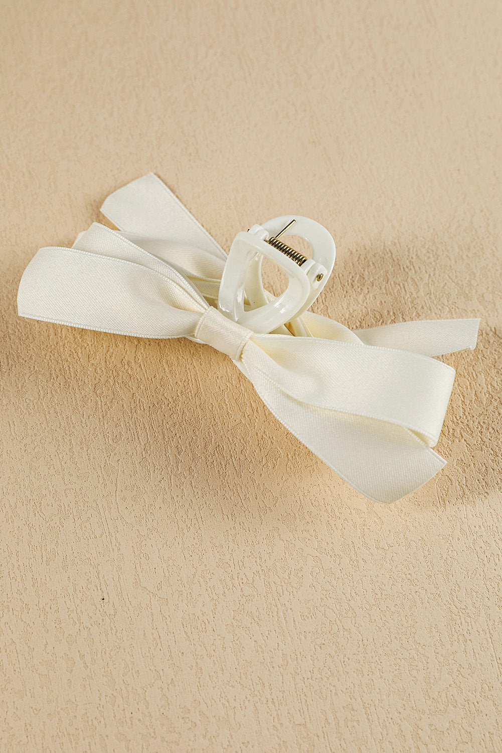 Light French Beige Solid Color Ribbon Bow Decor Hair Clip 14cf171dfe53d2fd