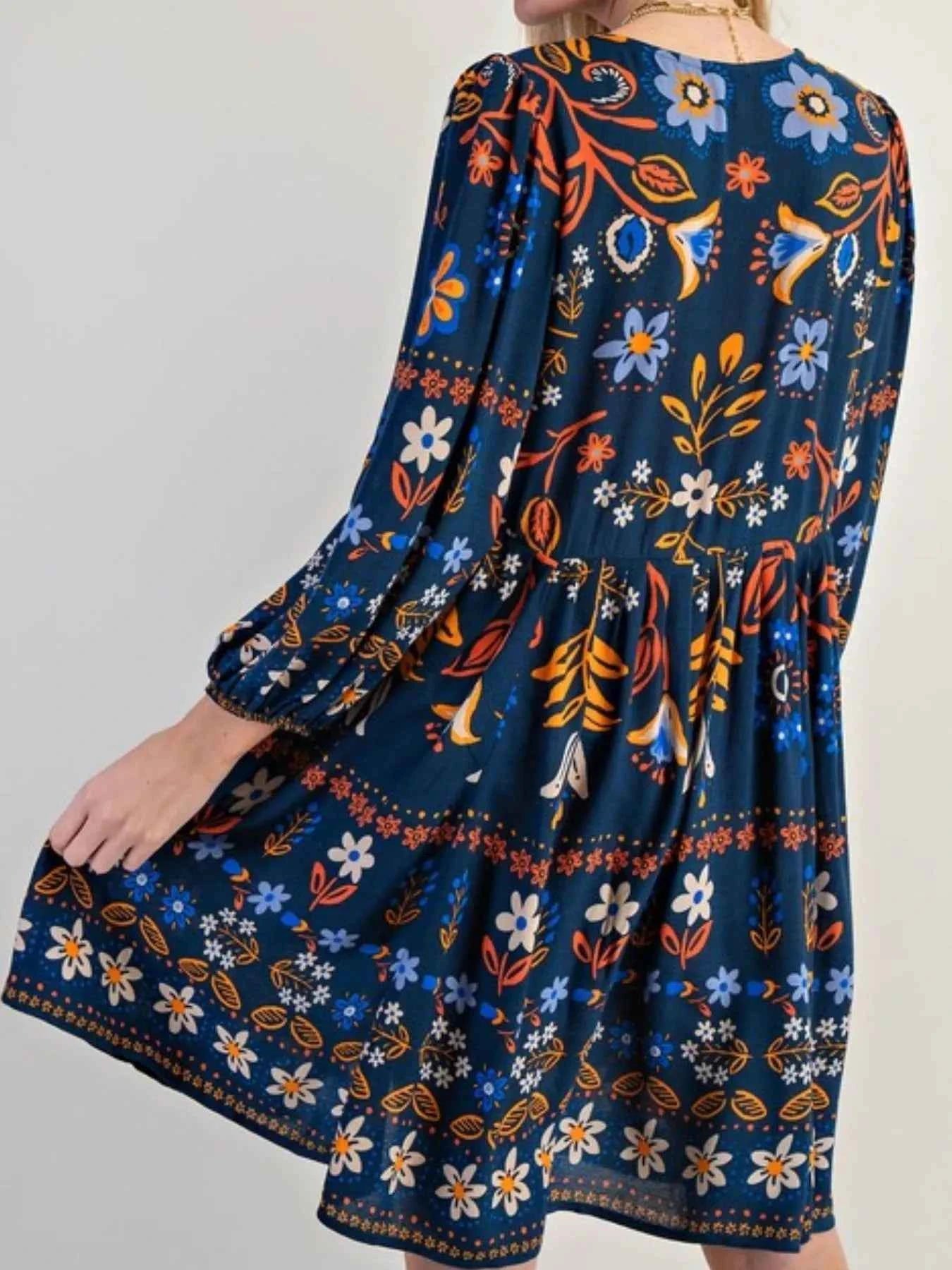 Bohemian Floral Print Long Sleeve Mini Dress 14d6e861-5ea9-45bd-8417-436f867e634e-Max-Origin