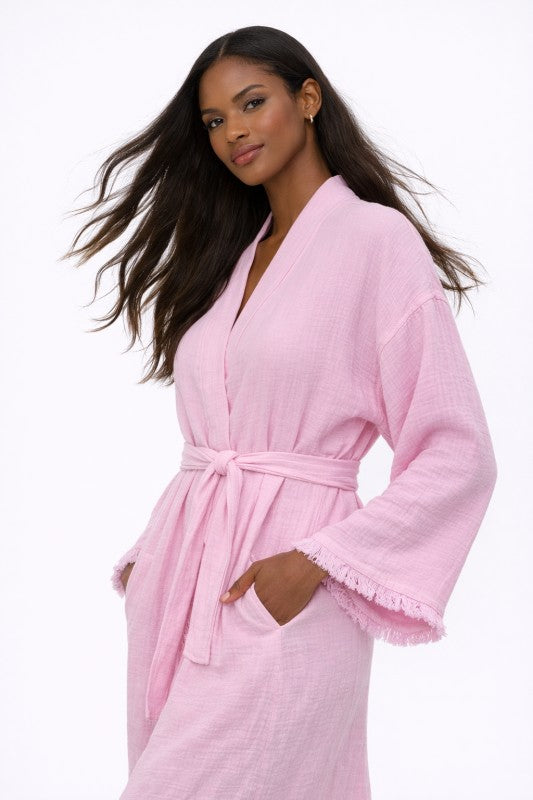 Cotton Muslin Robe, Lightweight Kimono Lounge Robe for Women 14e25de4-a85e-4181-9ce9-9357c5e61586