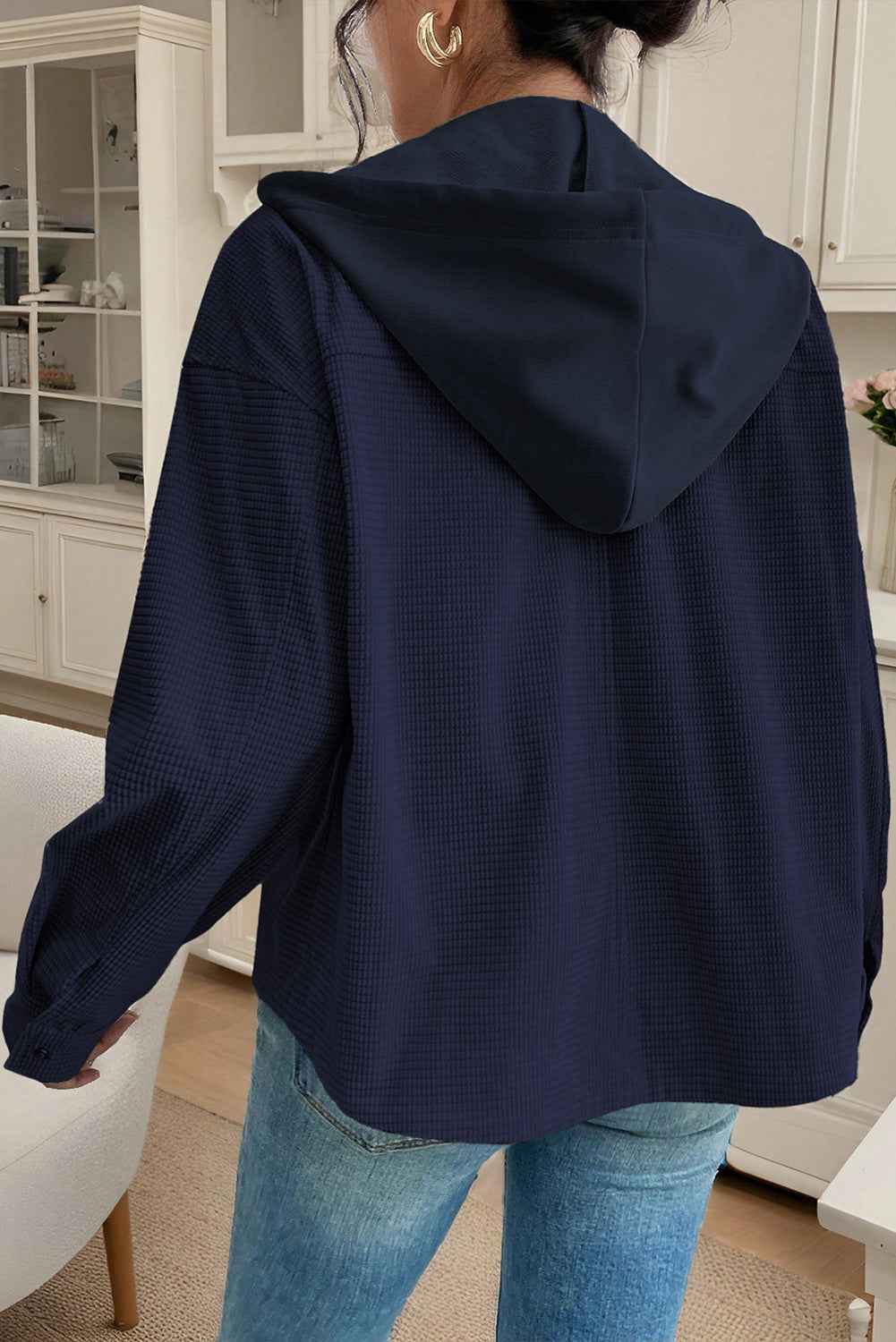 Sail Blue 2 in 1 Thermal Knit Textured Hooded Jacket 14e3c42b418b938e