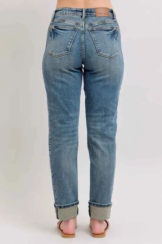 Judy Blue Full Size Mid Rise Vintage Wash Double Roll Cuff Boyfriend Jeans Plus Size 14ee38da881943338d8b7d3d67174a13-Max-Origin